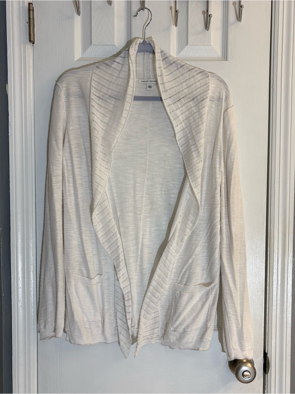 Banana Republic Y2K White Cotton Cardigan Sweater Pockets Women’s Large